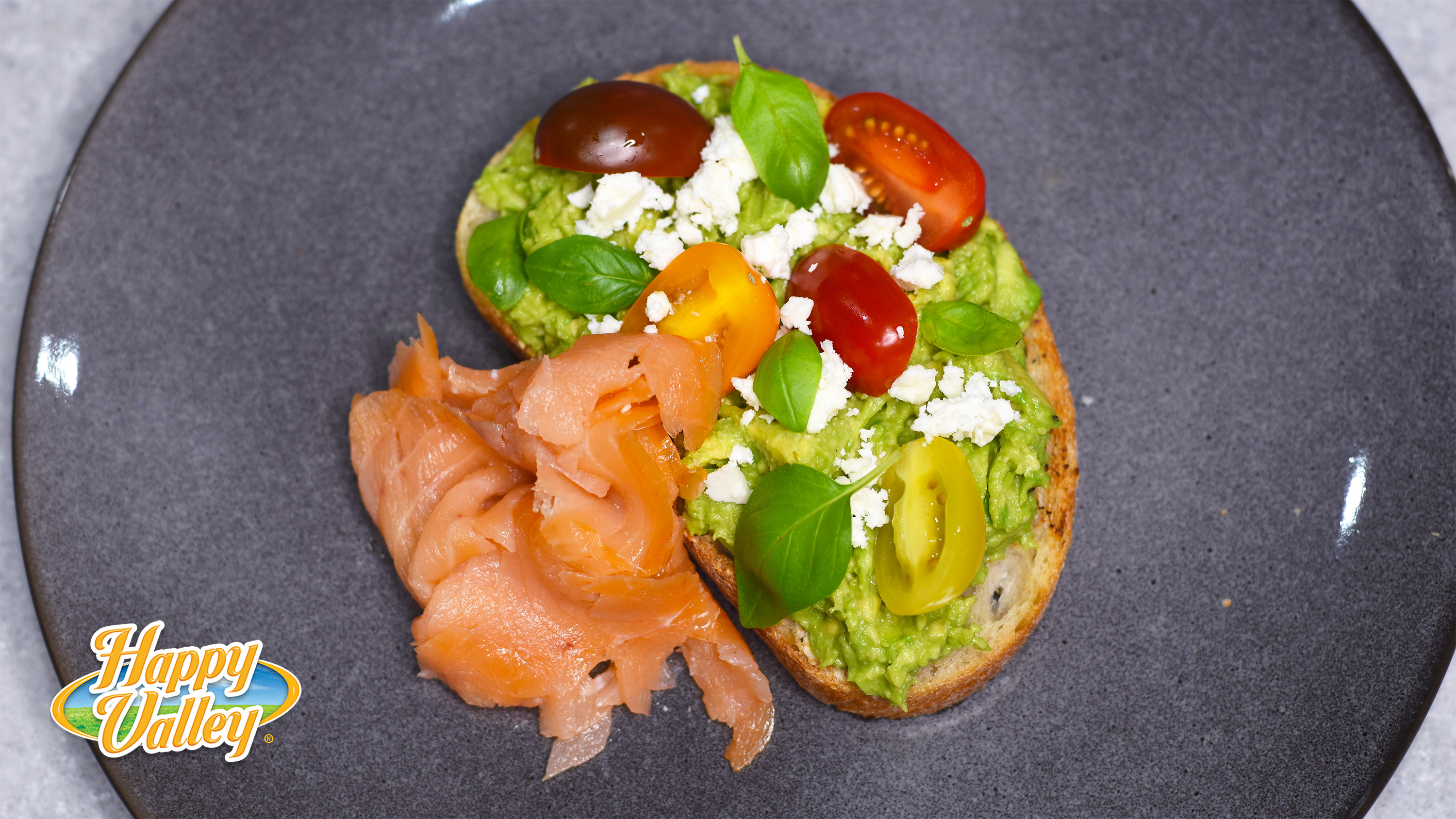 Smashed Avocado with Medley Tomatoes, Feta Cheese, and Smoked Salmon Recipe​